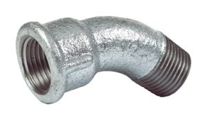 Vale® DIN standard galvanised 45° male female bend