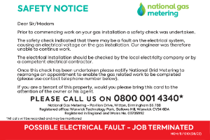 POSSIBLE ELECTRICAL FAULT CARD