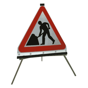 Men at Work - Flexible Roll Up Triangle Sign